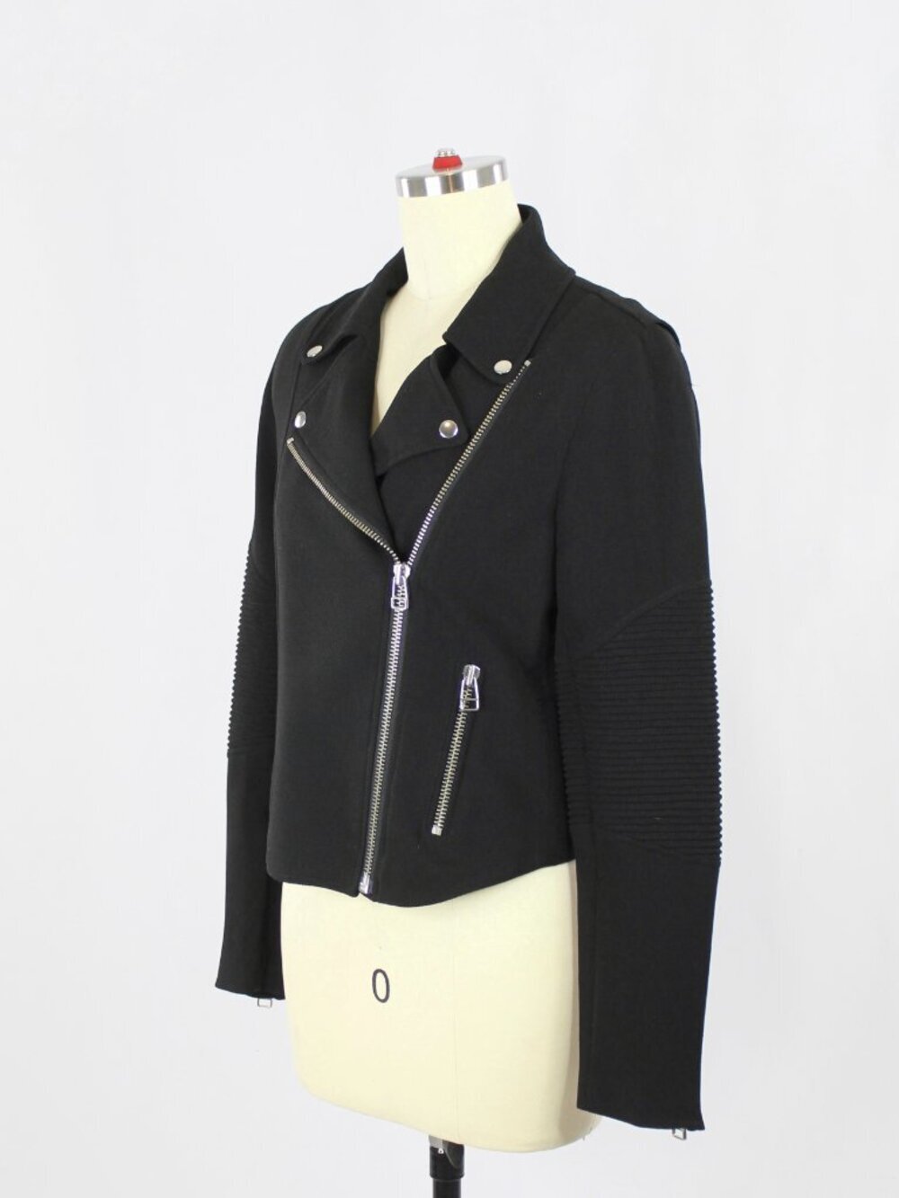 Aritzia WILFRED Montesson Black Crepe Motorcycle Moto Biker Jacket, Size 4 - Picture 4 of 12